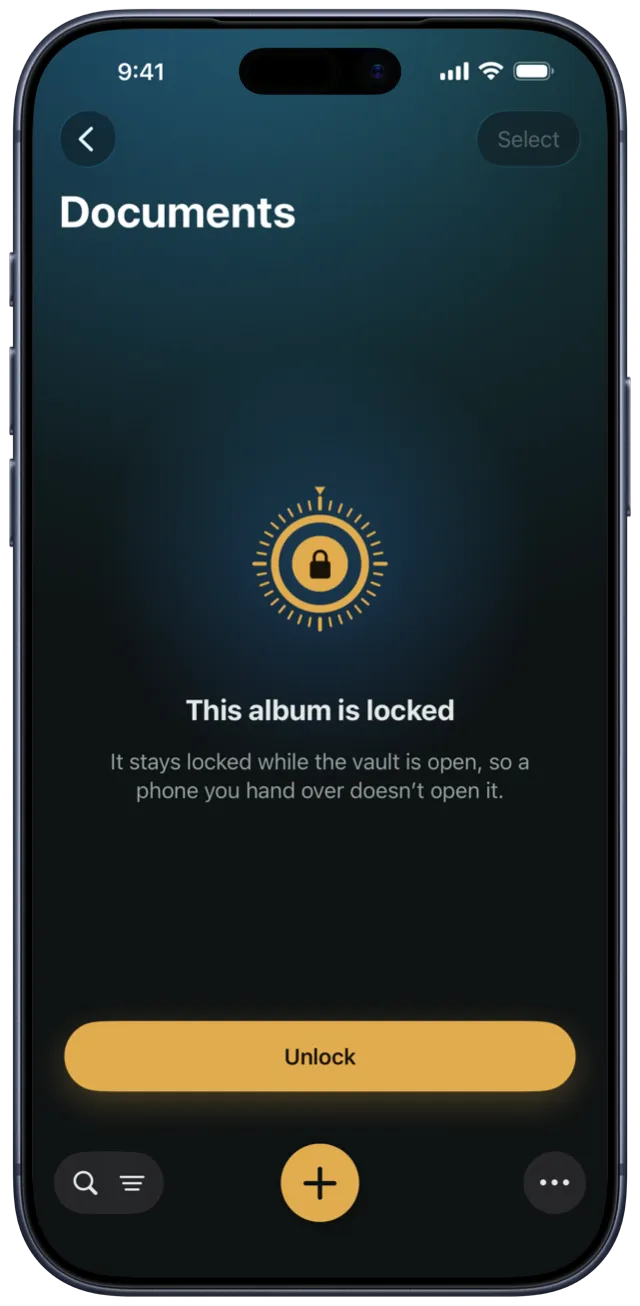 Locked albums ask again, even inside the vault — SilentBox