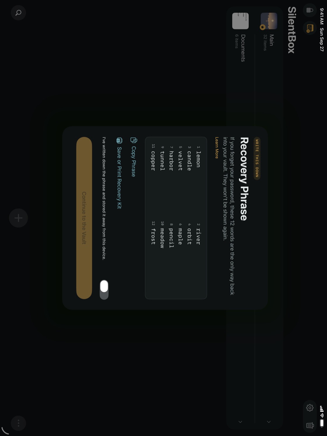 SilentBox on iPad